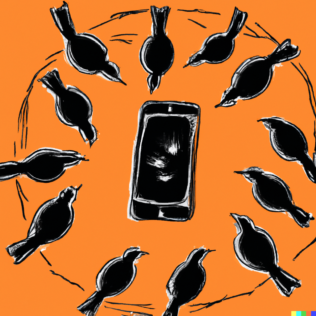 blackbirds with phone